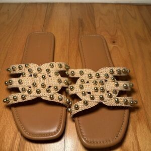 Torrid Tan Sandals with Gold Studs